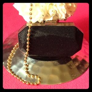Unbranded Black Shimmer Clutch w/ Gold Acc…